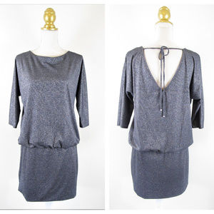WHBM Blouson Dolman Metallic Shimmer Dress Gray